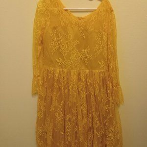Girls gold lace dress